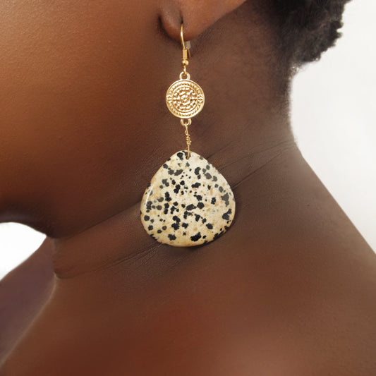 Stone dangle earrings.